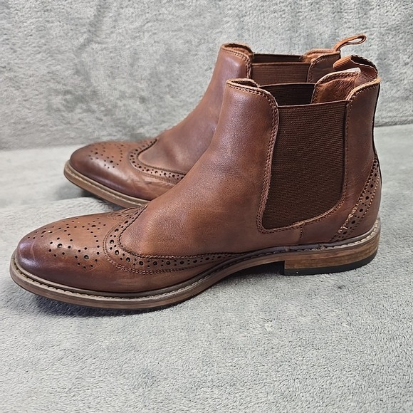 Florsheim Chelsea Brown Leather Wingtip Pull On Ankle Boots Mens Size 8 M - Picture 8 of 12